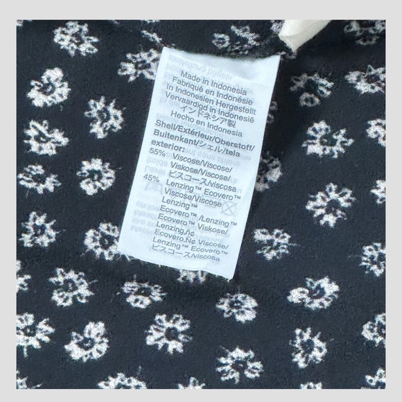 Madewell Shift Dress Black White Floral Short Sleeve Button Neck Mini Dress Sz S - Picture 9 of 10